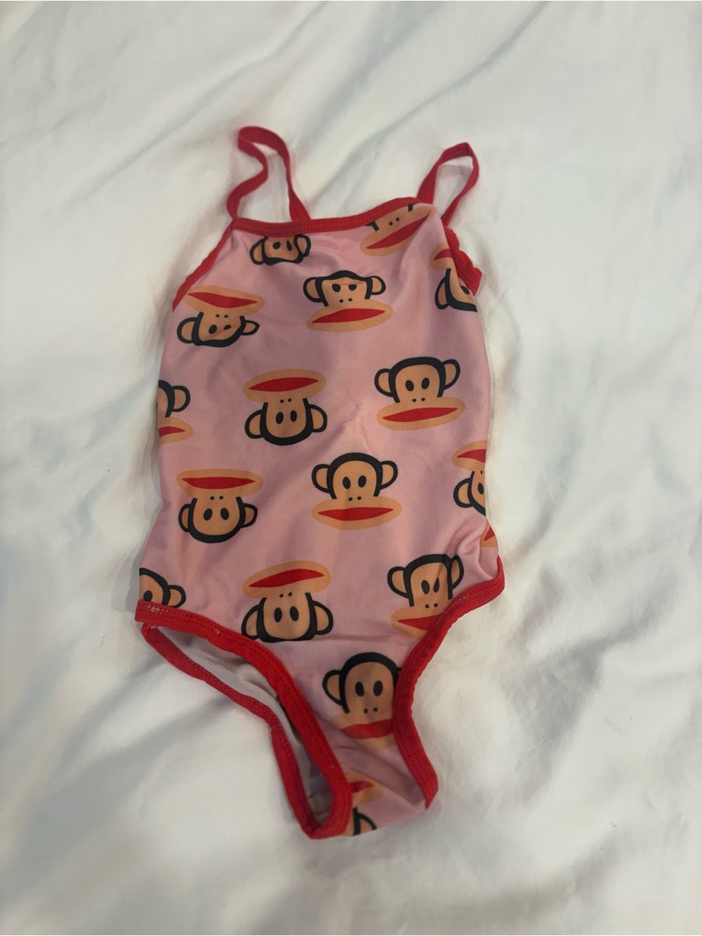 Paul Frank Pink Monkey Print One-Piece with Red Trim